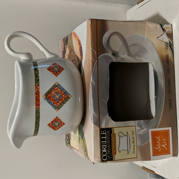 CORELL COORDINATES GRAVY BOAT SET SAND ART - Picture 2 of 7